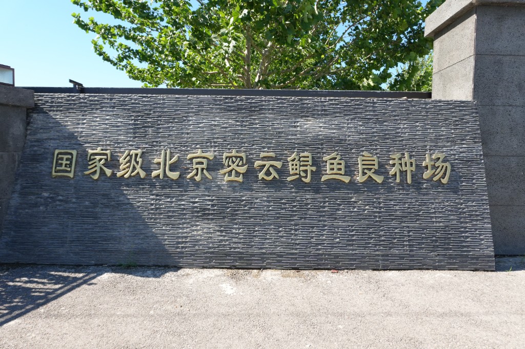 国家级北京密云鲟鱼良种场入口标识